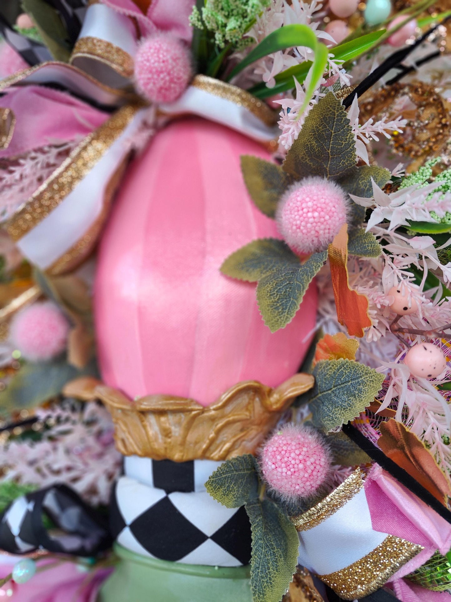Easter wreath Easter egg pink green swag home decor