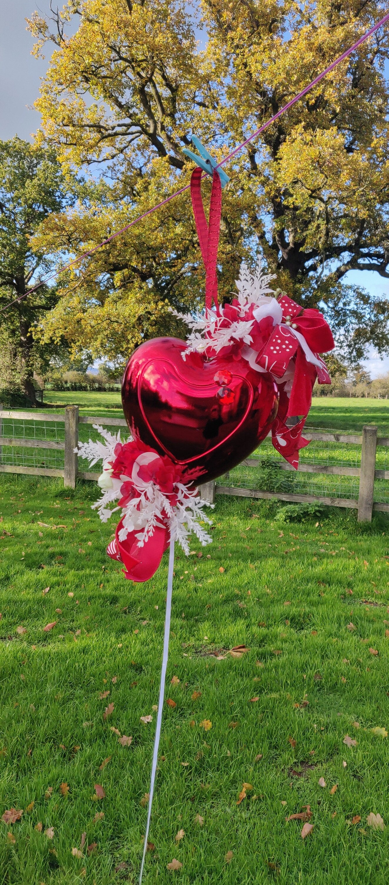 Red Metallic Heart Balloon, Valentines Wreath Attachment (22.5cm)