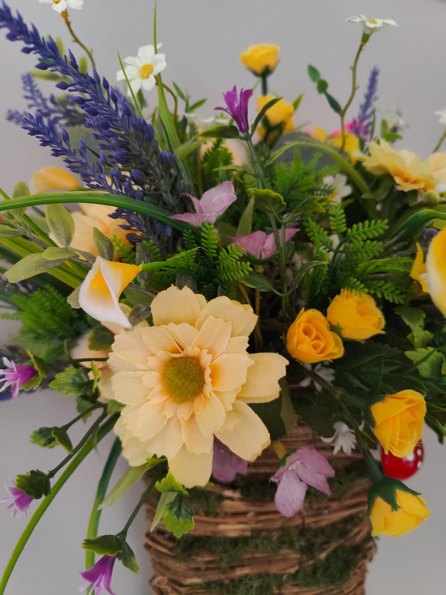 Spring Summer flower basket wall decor hanging kitchen artificial flowers