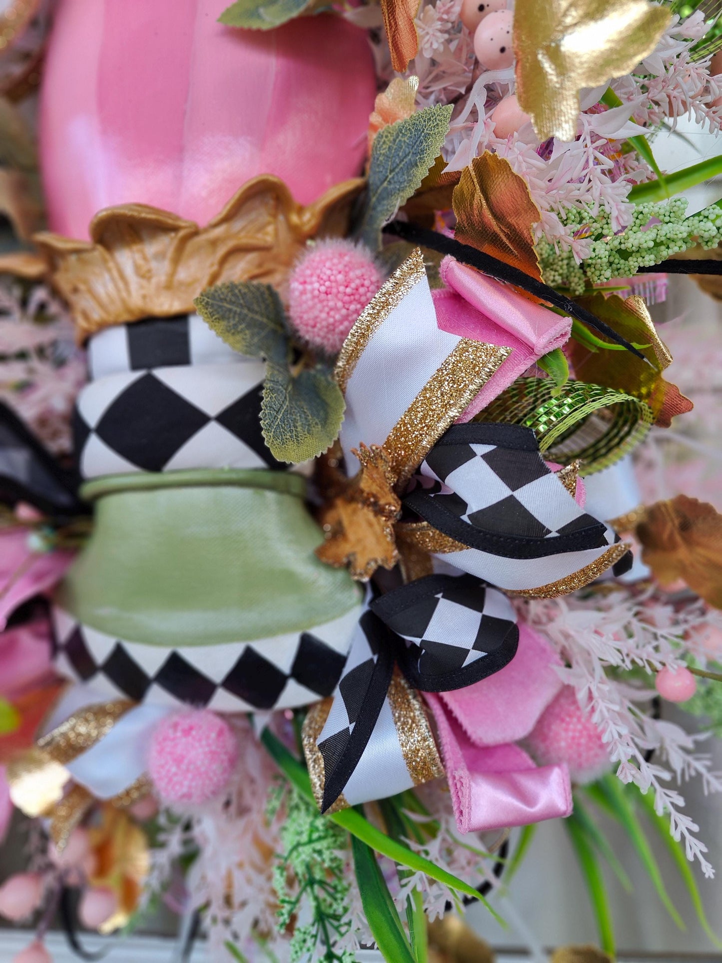 Easter wreath Easter egg pink green swag home decor