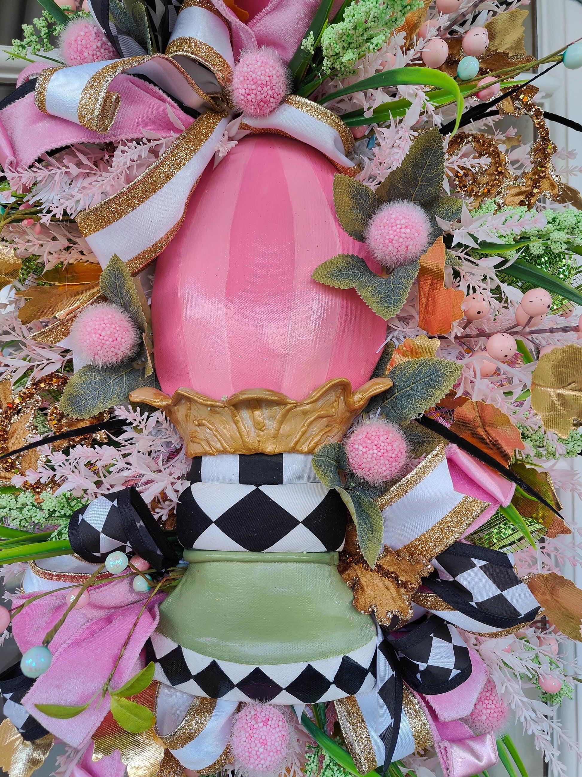 Easter wreath Easter egg pink green swag home decor