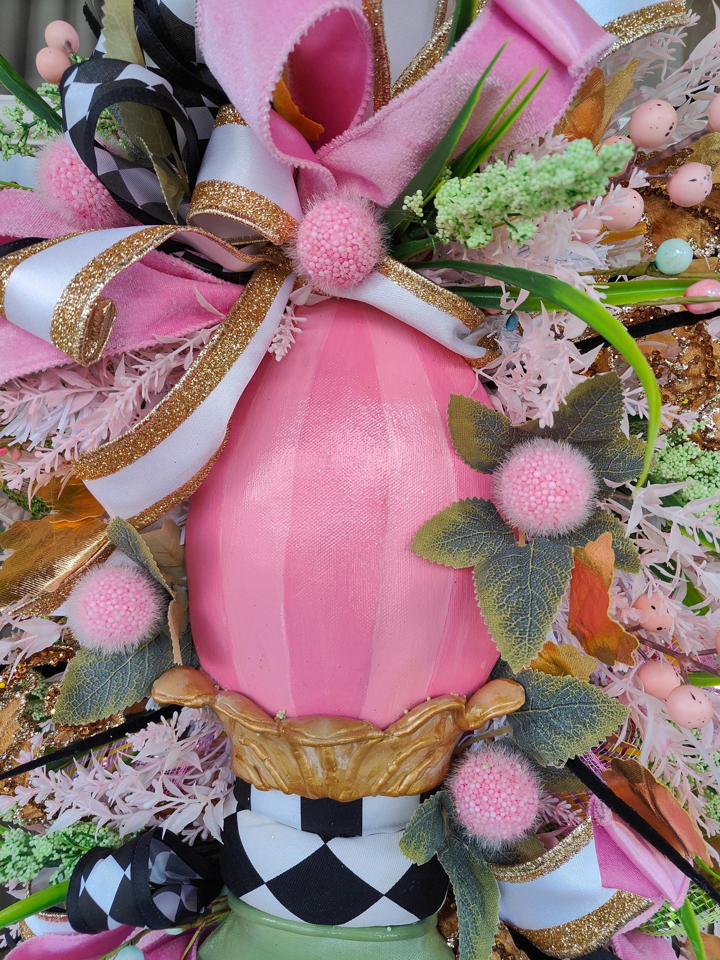 Easter wreath Easter egg pink green swag home decor