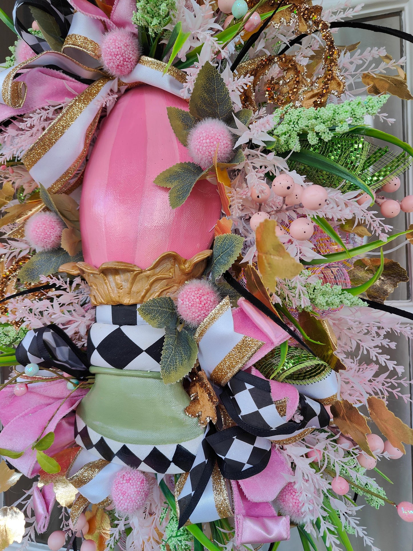 Easter wreath Easter egg pink green swag home decor