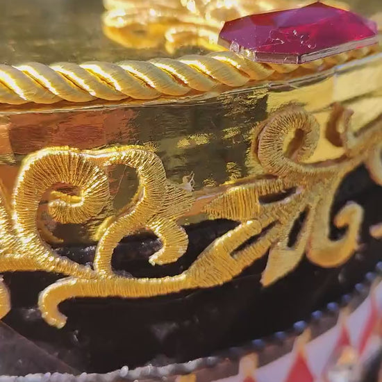 Drum Christmas decoration handmade harlequin gems gemstones black white red gold