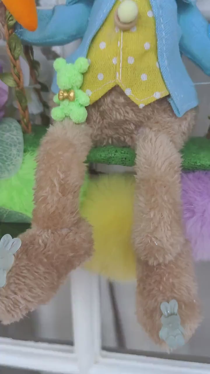 Easter wreath bunny swing grapevine florals fun